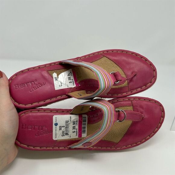 Born Women's Espadrille Wedge Slip On Thong Sandals Pink Size 8 Summer Casual - Picture 12 of 14